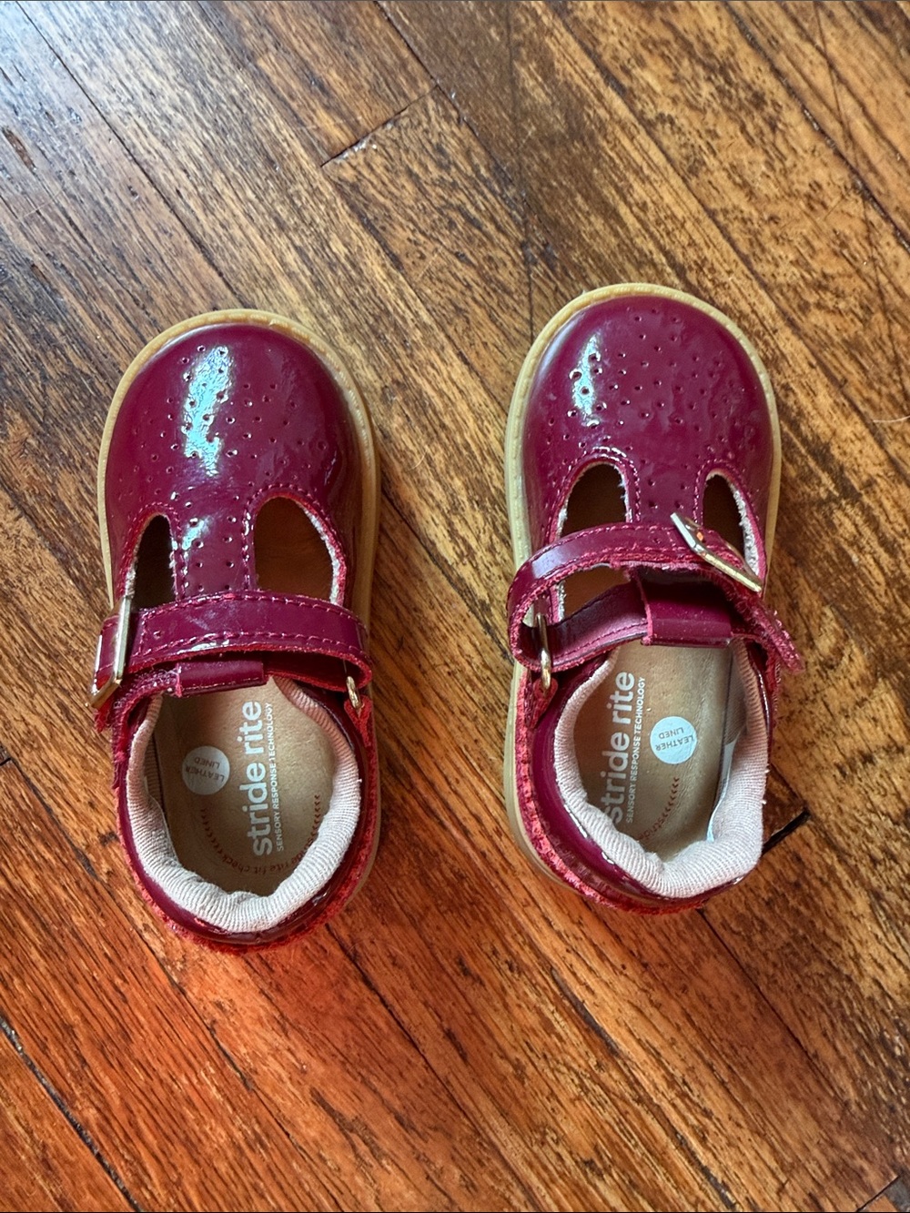 Stride Rite Patent Burgundy Mary Jane Baby Shoes